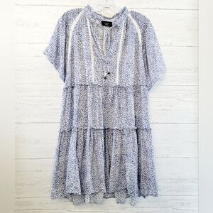 Vici Blue and White Tiered Dress